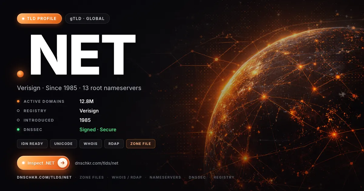 .net TLD — domains, registry, and DNSSEC overview