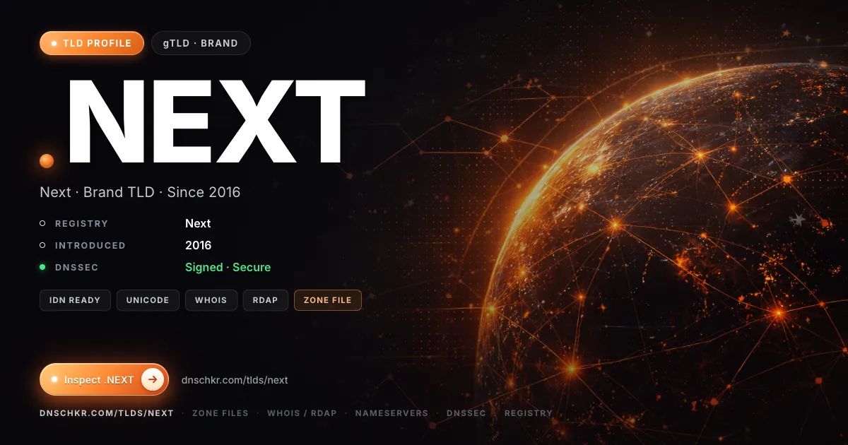 .next TLD — domains, registry, and DNSSEC overview