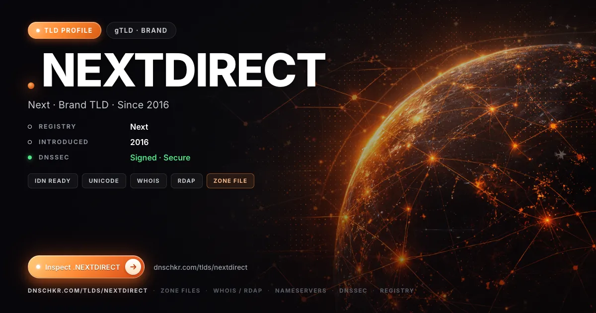 .nextdirect TLD — domains, registry, and DNSSEC overview