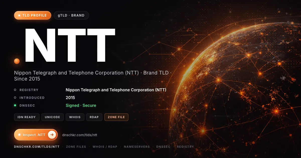 .ntt TLD — domains, registry, and DNSSEC overview