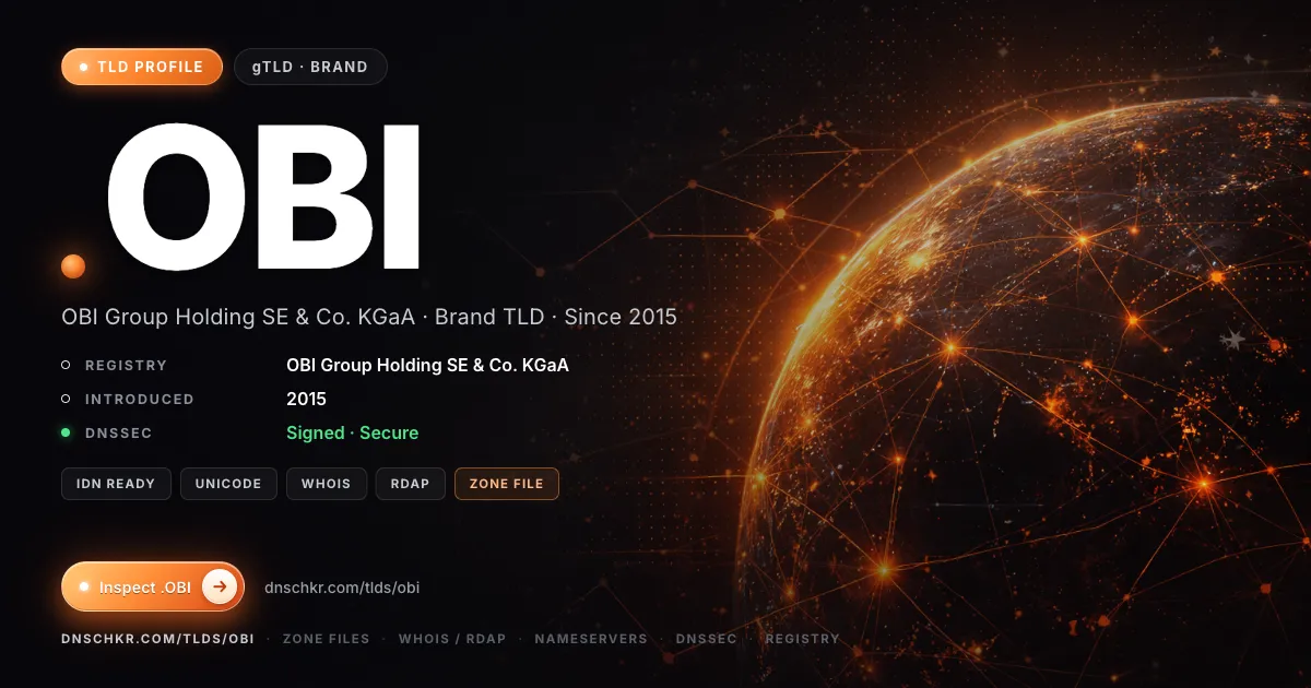 .obi TLD — domains, registry, and DNSSEC overview