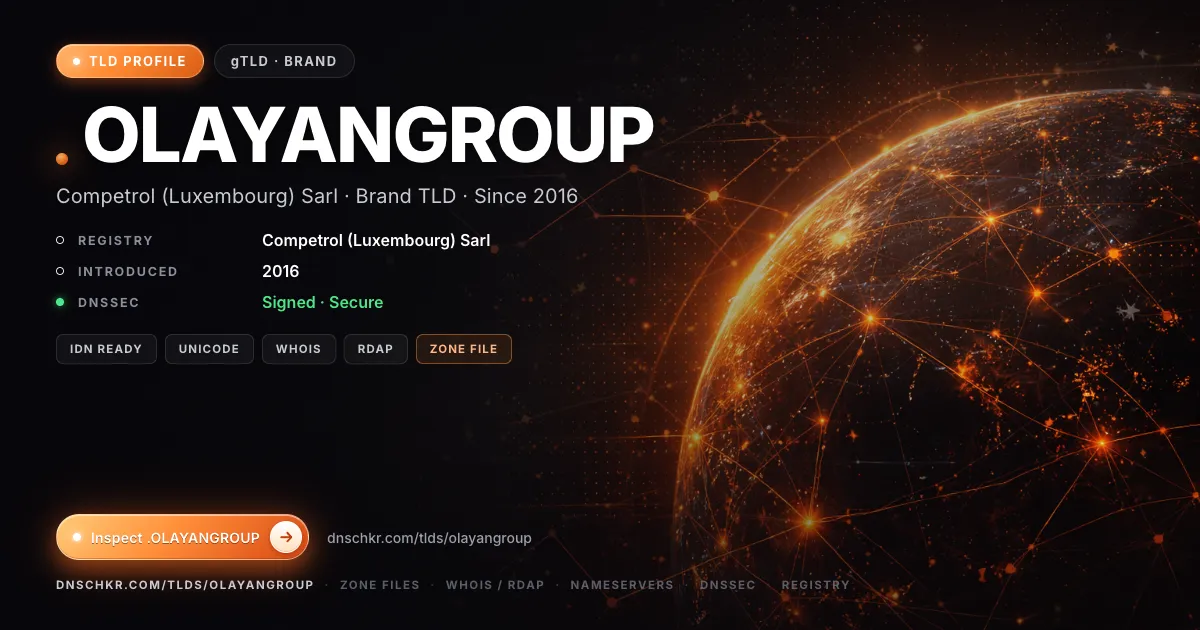 .olayangroup TLD — domains, registry, and DNSSEC overview