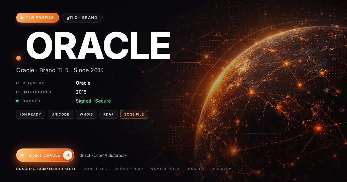 .oracle TLD — domains, registry, and DNSSEC overview