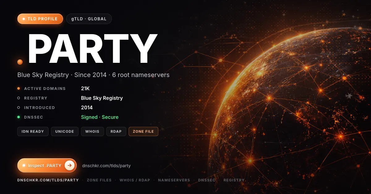 .party TLD — domains, registry, and DNSSEC overview