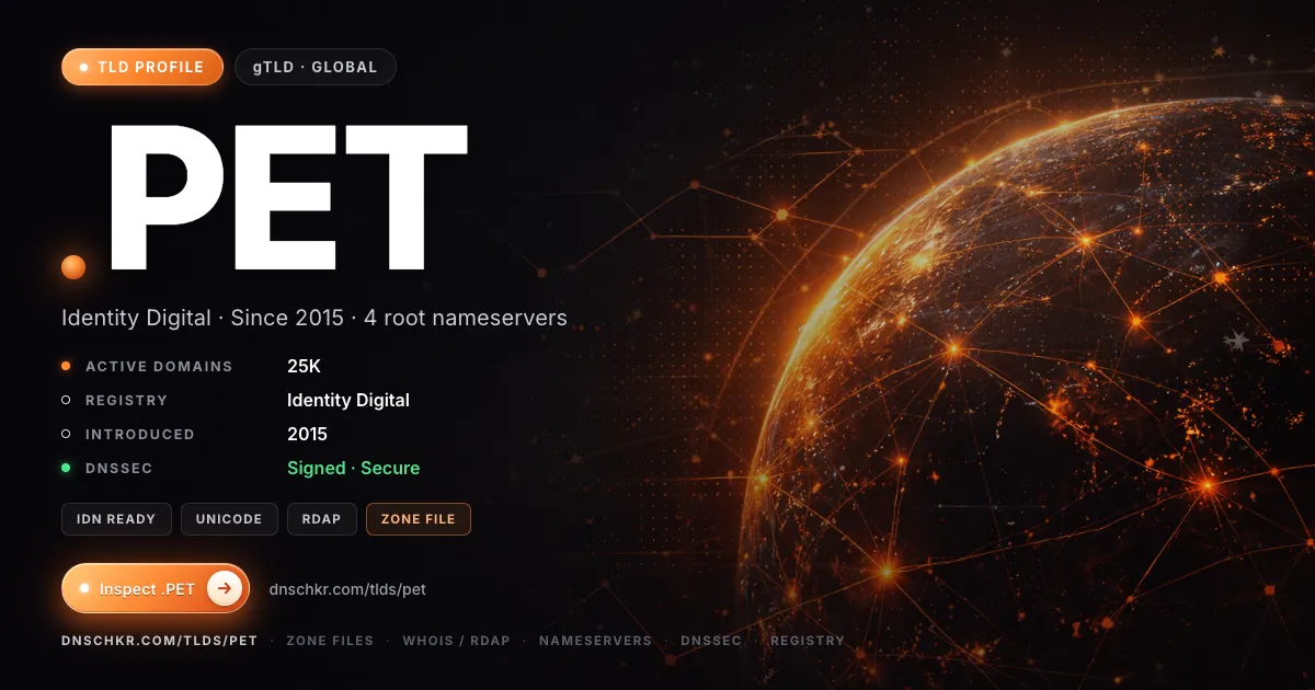 .pet TLD — domains, registry, and DNSSEC overview
