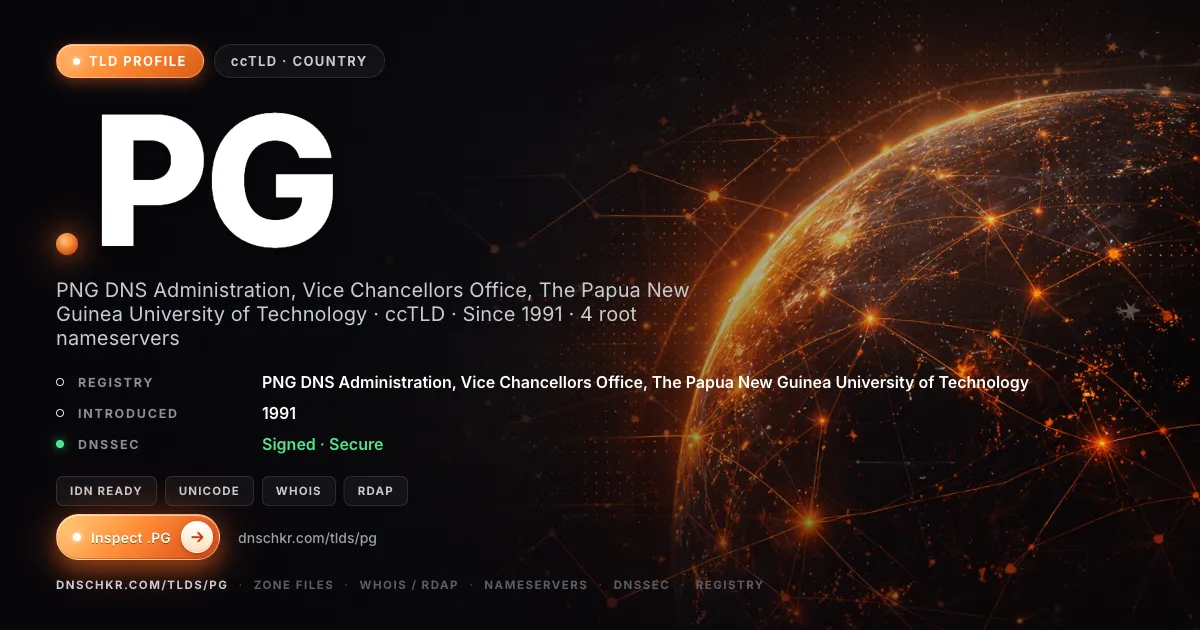 .pg TLD, domains, registry, and DNSSEC overview