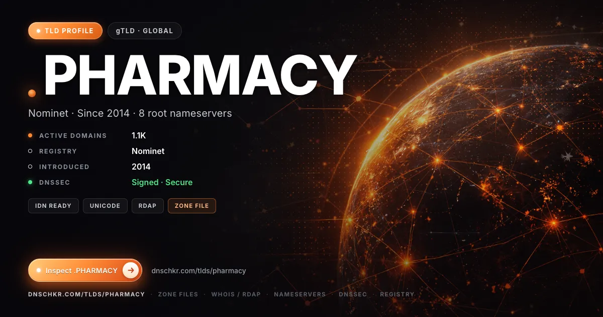 .pharmacy TLD — domains, registry, and DNSSEC overview