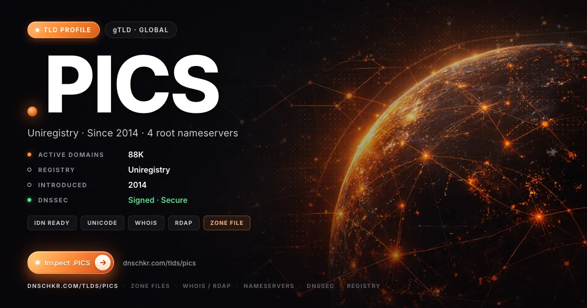.pics TLD — domains, registry, and DNSSEC overview
