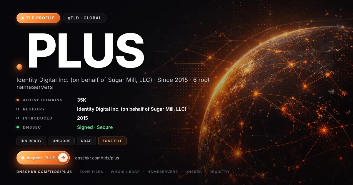 .plus TLD — domains, registry, and DNSSEC overview