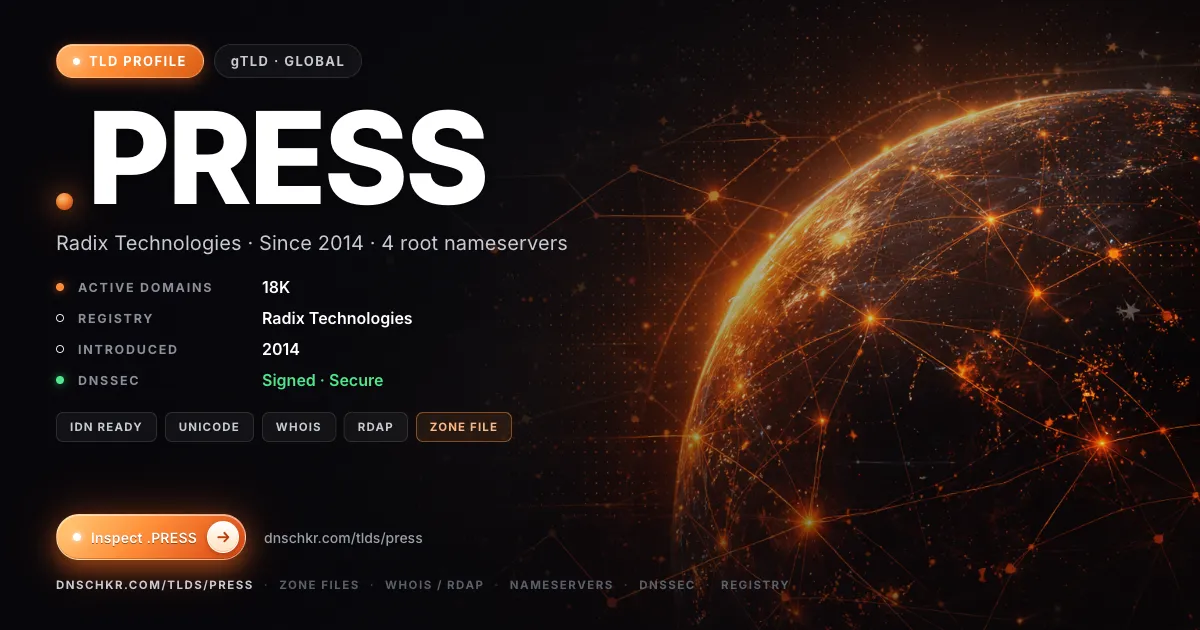 .press TLD — domains, registry, and DNSSEC overview