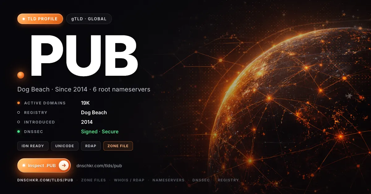 .pub TLD — domains, registry, and DNSSEC overview
