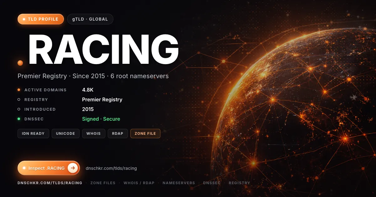 .racing TLD — domains, registry, and DNSSEC overview
