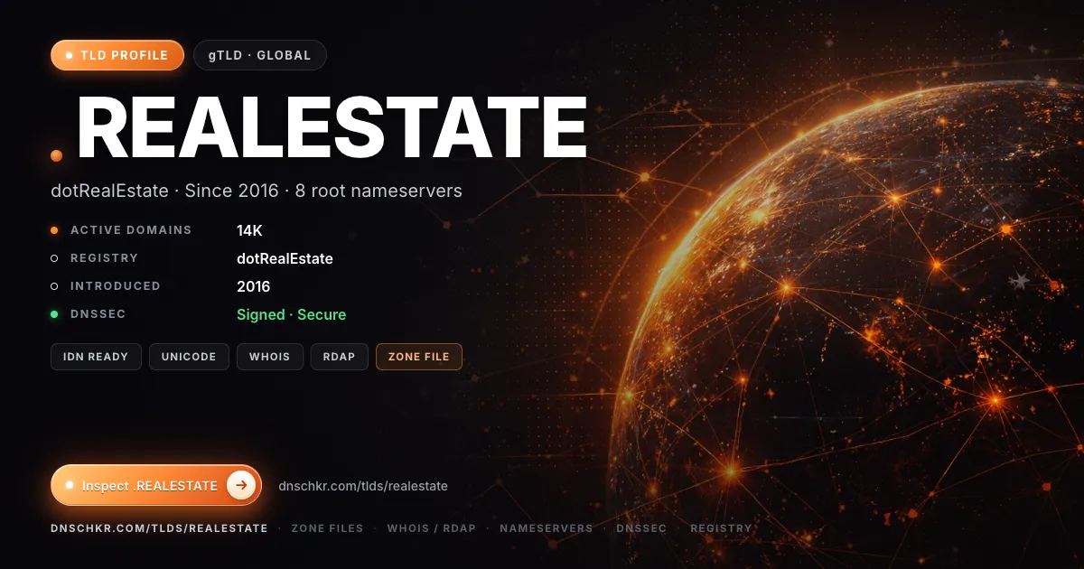 .realestate TLD — domains, registry, and DNSSEC overview
