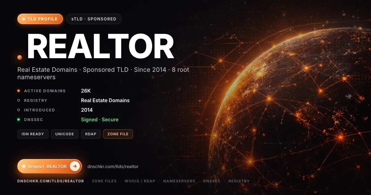 .realtor TLD — domains, registry, and DNSSEC overview
