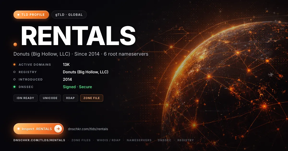 .rentals TLD — domains, registry, and DNSSEC overview