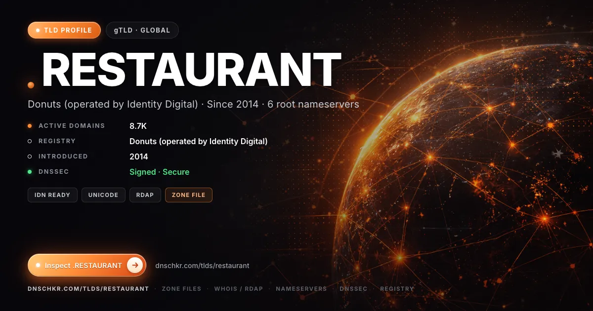.restaurant TLD — domains, registry, and DNSSEC overview