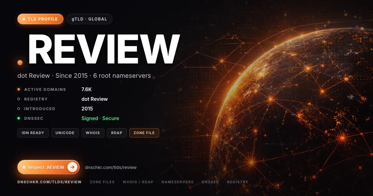 .review TLD — domains, registry, and DNSSEC overview