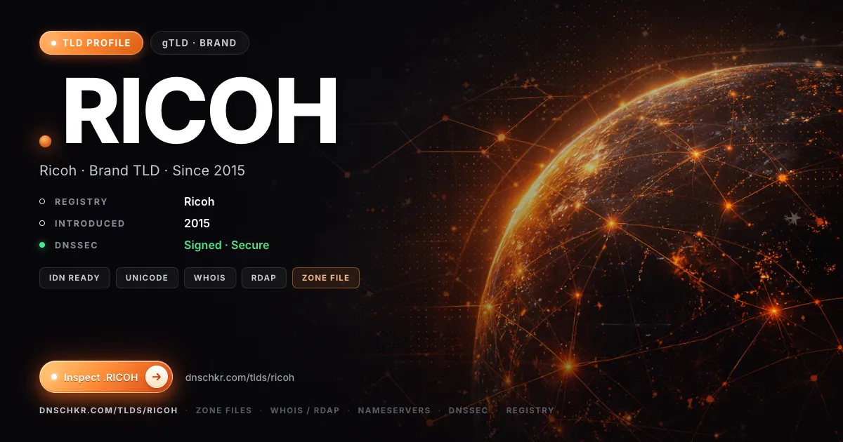 .ricoh TLD — domains, registry, and DNSSEC overview