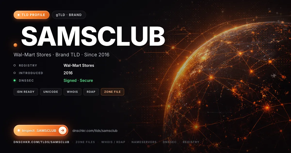 .samsclub TLD — domains, registry, and DNSSEC overview