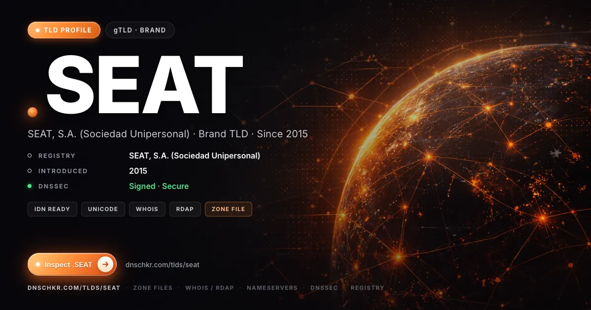 .seat TLD — domains, registry, and DNSSEC overview
