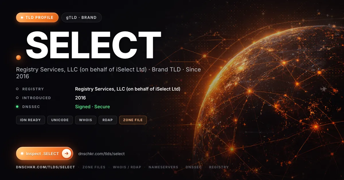 .select TLD — domains, registry, and DNSSEC overview