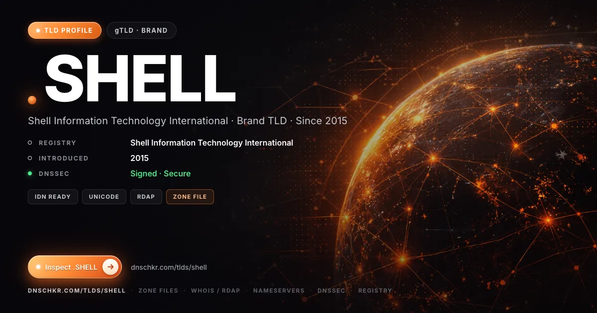 .shell TLD — domains, registry, and DNSSEC overview