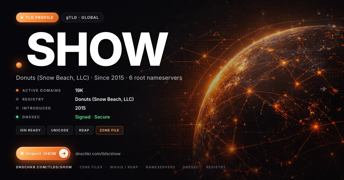.show TLD — domains, registry, and DNSSEC overview