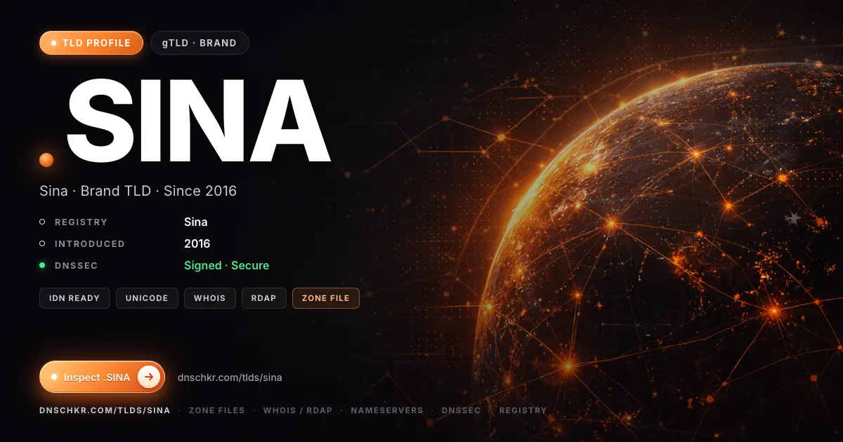 .sina TLD — domains, registry, and DNSSEC overview