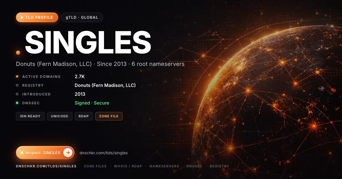 .singles TLD — domains, registry, and DNSSEC overview