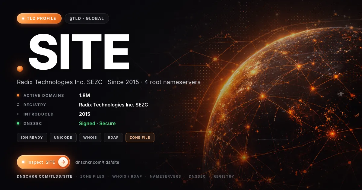 .site TLD — domains, registry, and DNSSEC overview