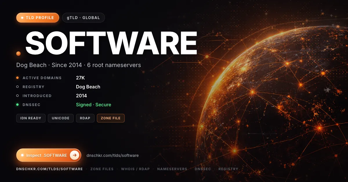 .software TLD — domains, registry, and DNSSEC overview