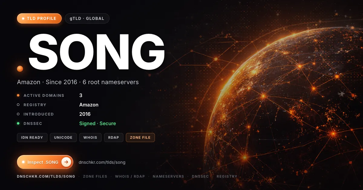.song TLD — domains, registry, and DNSSEC overview