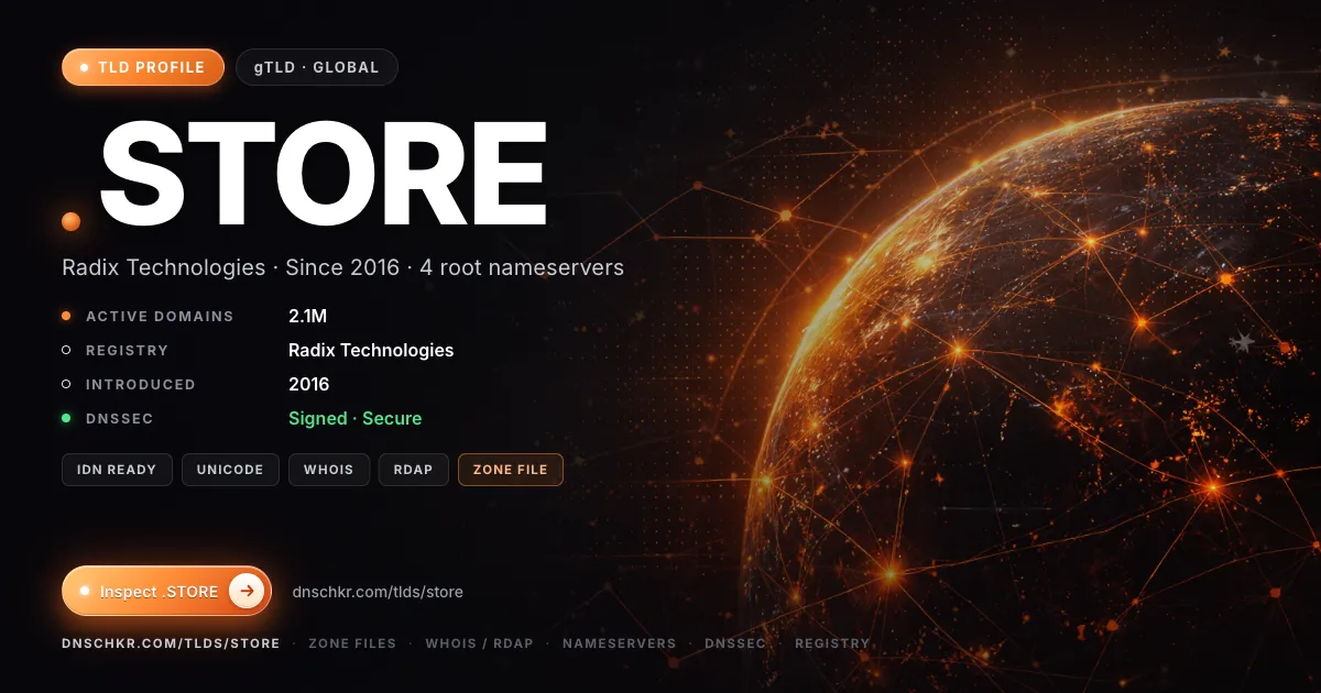 .store TLD — domains, registry, and DNSSEC overview