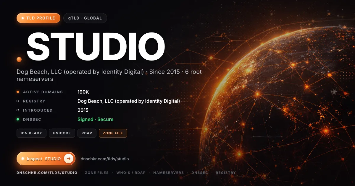 .studio TLD — domains, registry, and DNSSEC overview