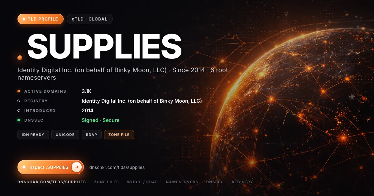 .supplies TLD — domains, registry, and DNSSEC overview
