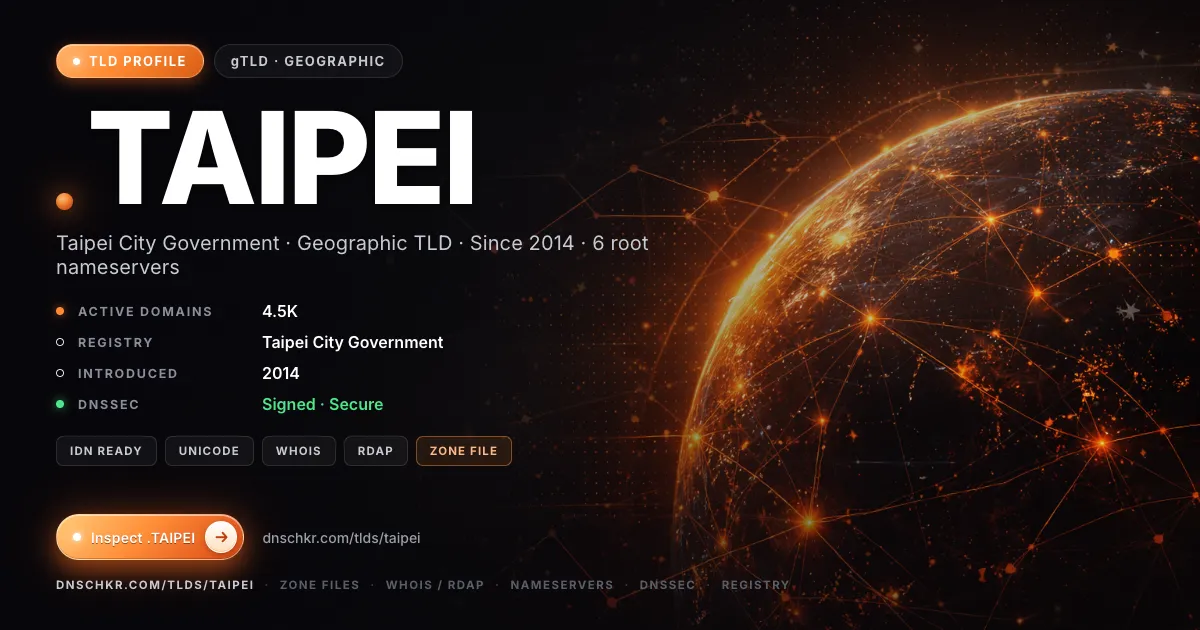 .taipei TLD — domains, registry, and DNSSEC overview