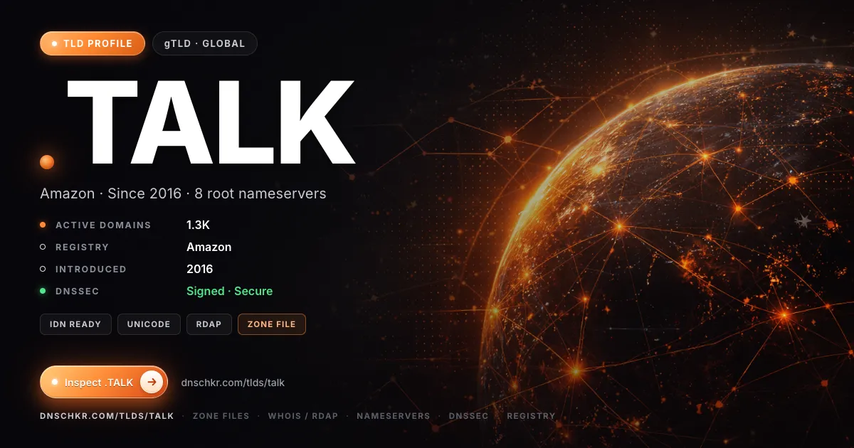 .talk TLD — domains, registry, and DNSSEC overview