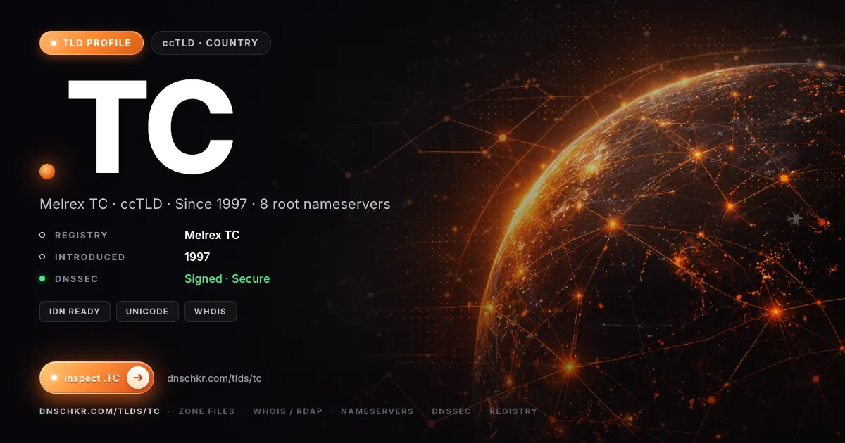 .tc TLD — domains, registry, and DNSSEC overview