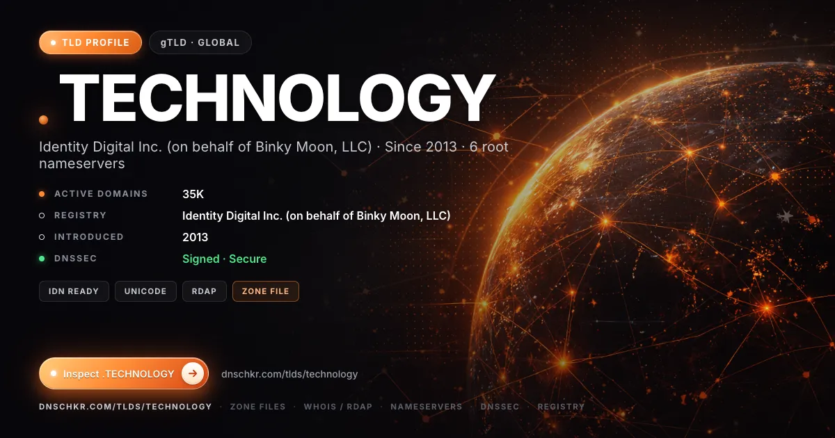 .technology TLD — domains, registry, and DNSSEC overview