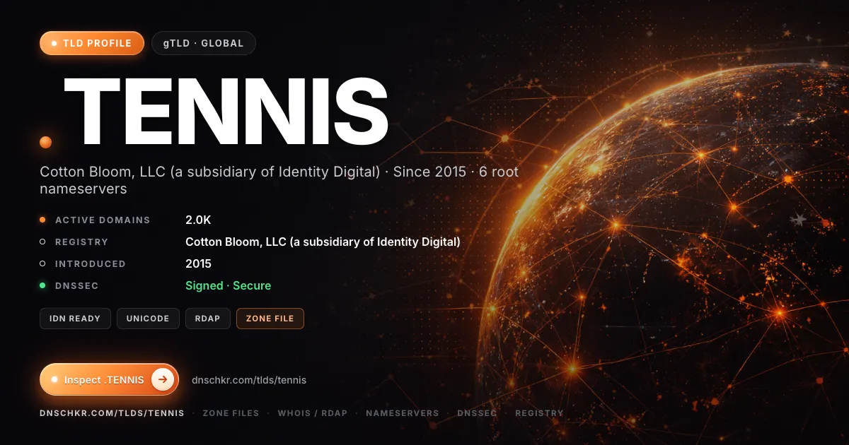 .tennis TLD — domains, registry, and DNSSEC overview