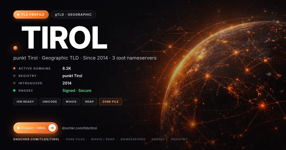 .tirol TLD — domains, registry, and DNSSEC overview