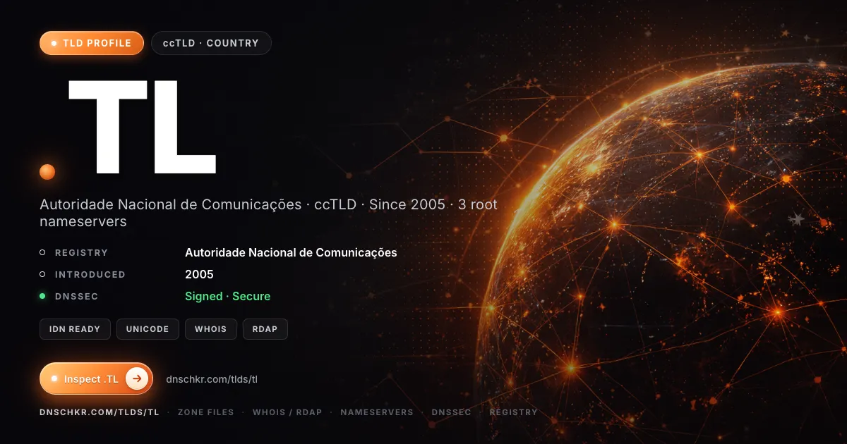 .tl TLD — domains, registry, and DNSSEC overview