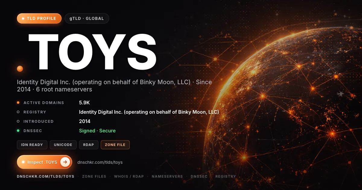 .toys TLD — domains, registry, and DNSSEC overview