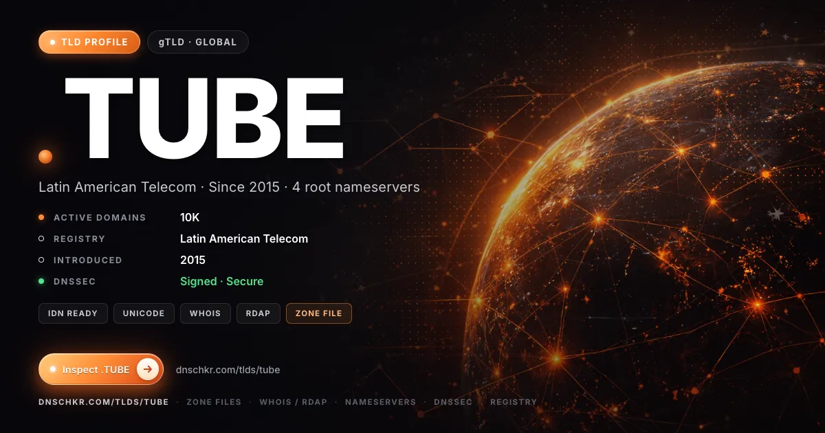 .tube TLD — domains, registry, and DNSSEC overview