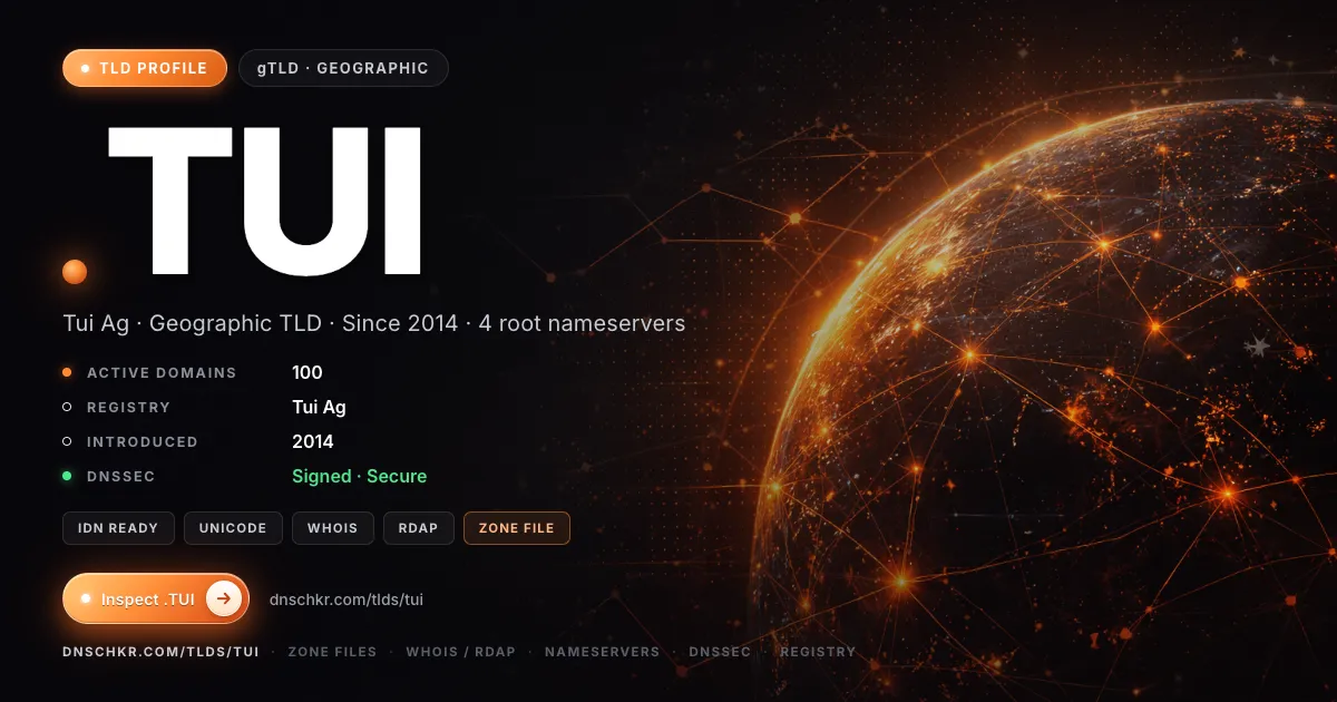 .tui TLD — domains, registry, and DNSSEC overview