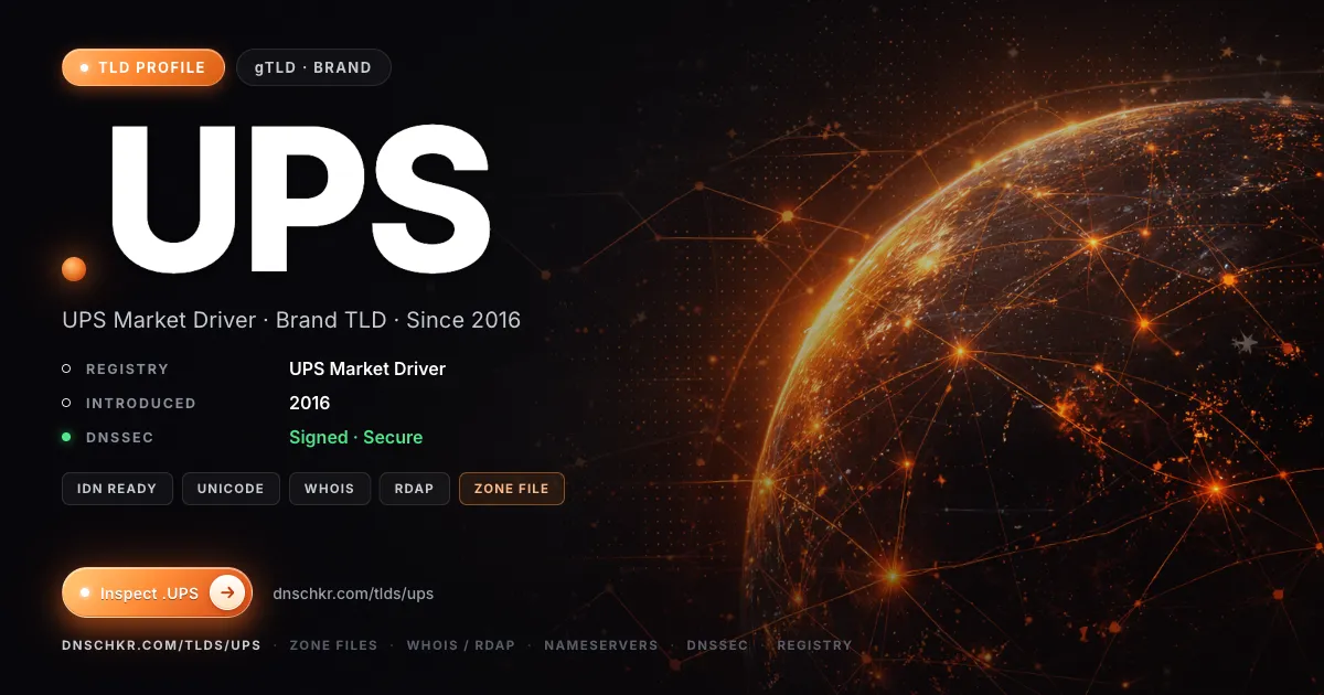 .ups TLD — domains, registry, and DNSSEC overview