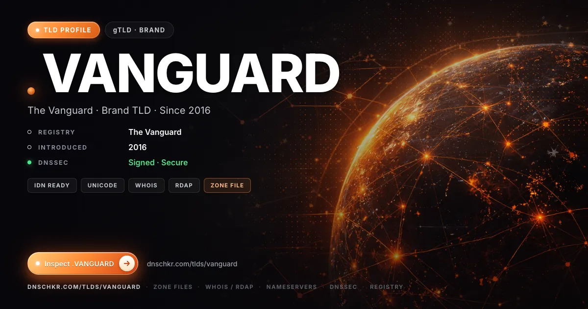 .vanguard TLD — domains, registry, and DNSSEC overview