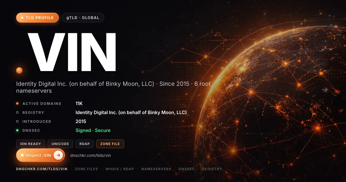 .vin TLD — domains, registry, and DNSSEC overview