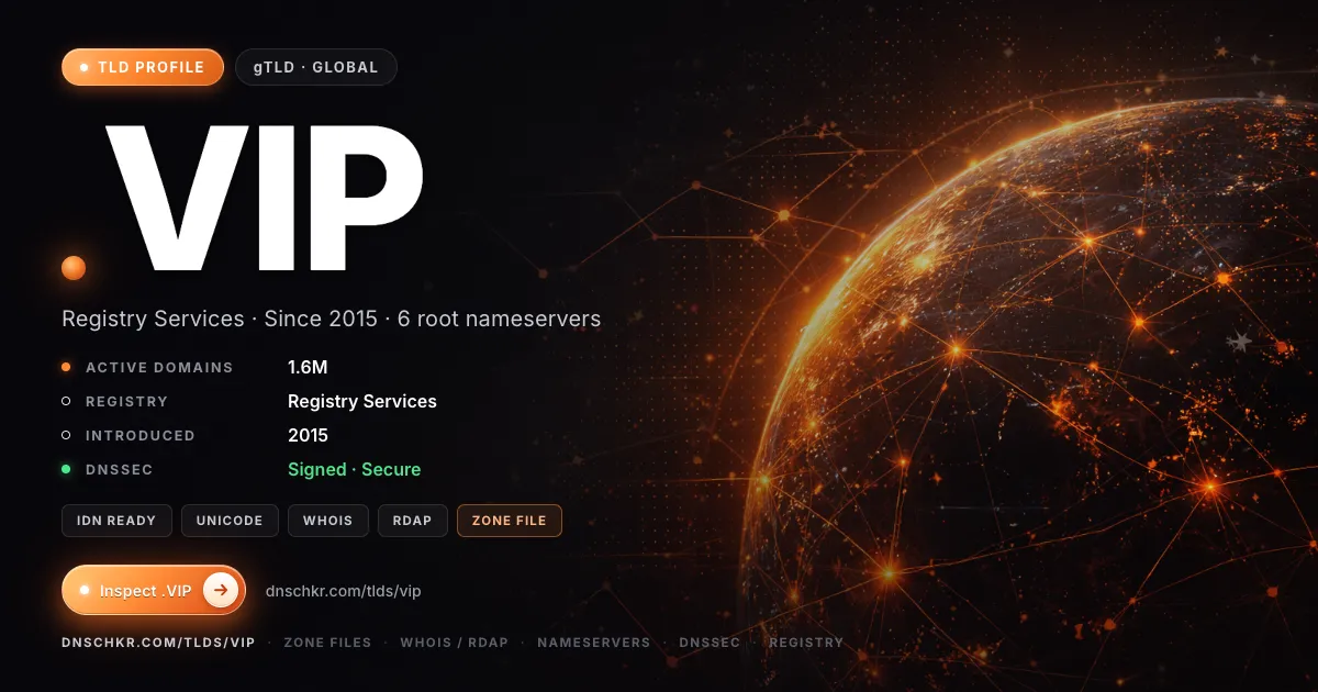 .vip TLD — domains, registry, and DNSSEC overview