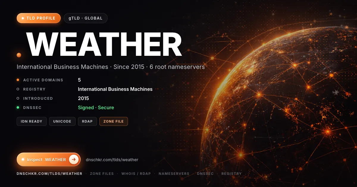 .weather TLD, domains, registry, and DNSSEC overview